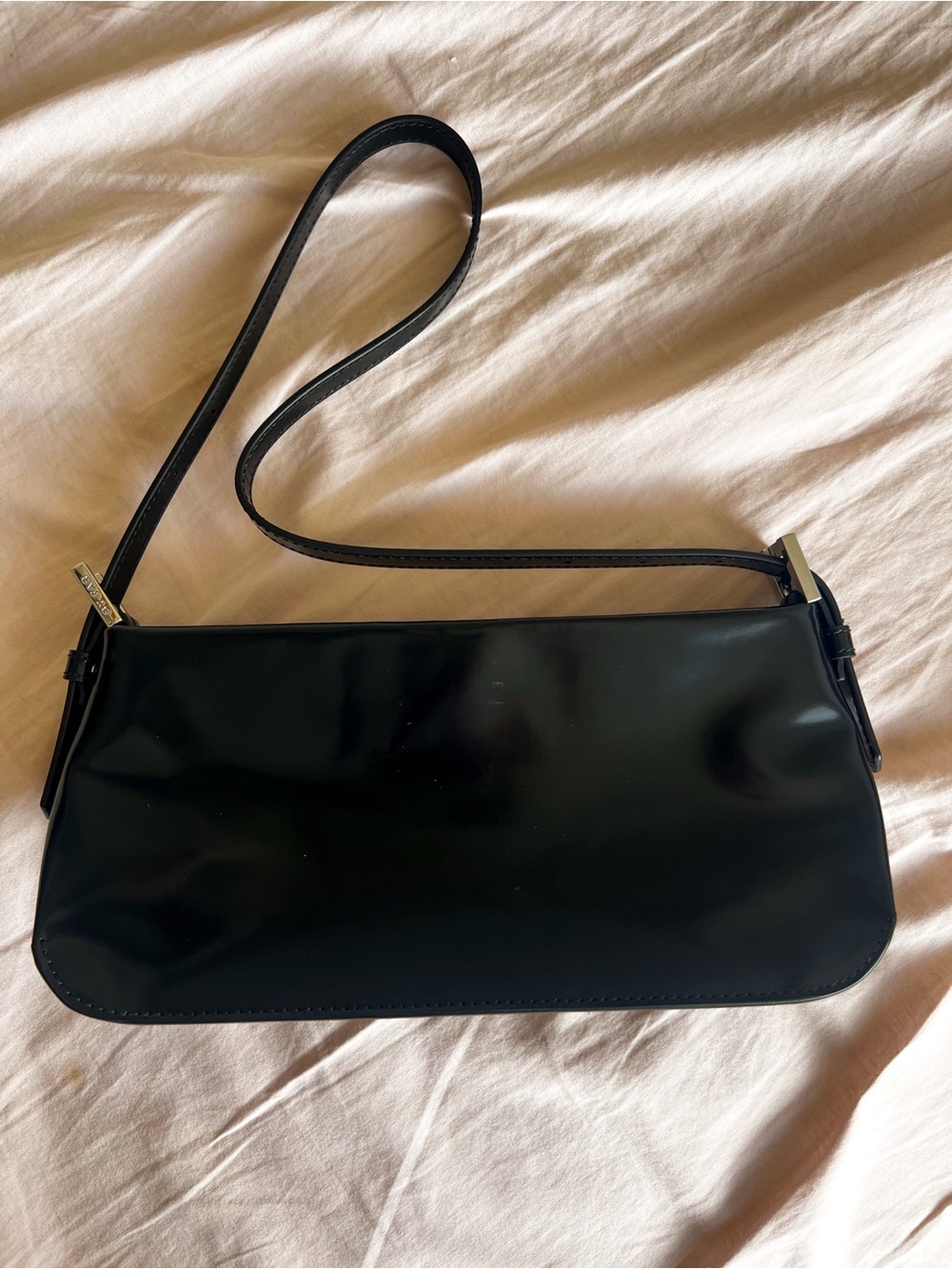 BY FAR Black Patent Shoulder Bag